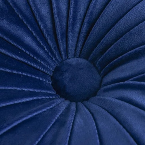 Elegant Blue Velvet Round Pillows - Picture 2 of 5